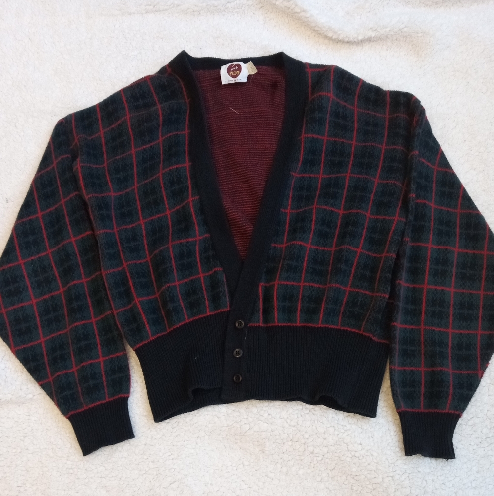 Black, green, and blue sweater